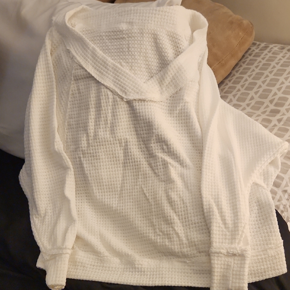 Cozy White Waffle Knit Hoodie